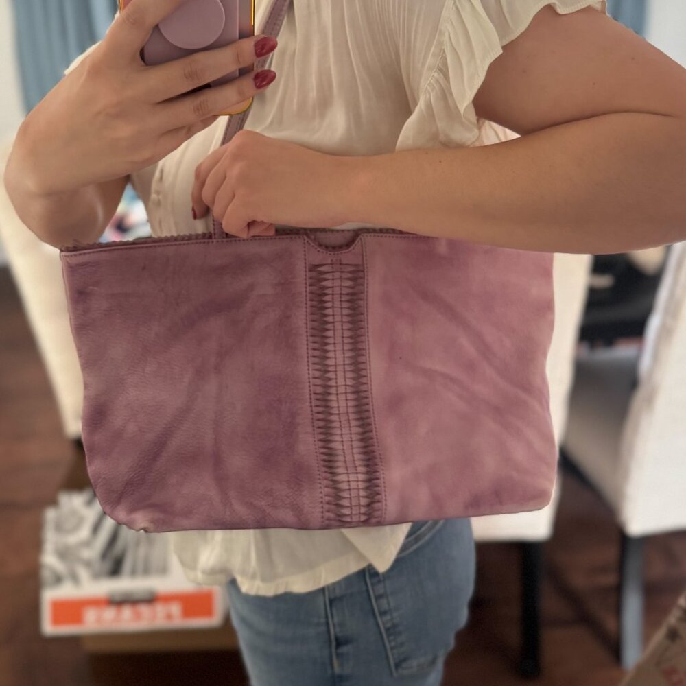 latico Pink Leather Woven-Accent Tote - Picture 3 of 7